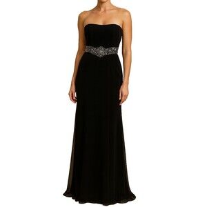May Queen Couture Black Formal Long Dress 10 Strapless Prom Party Wedding Guest